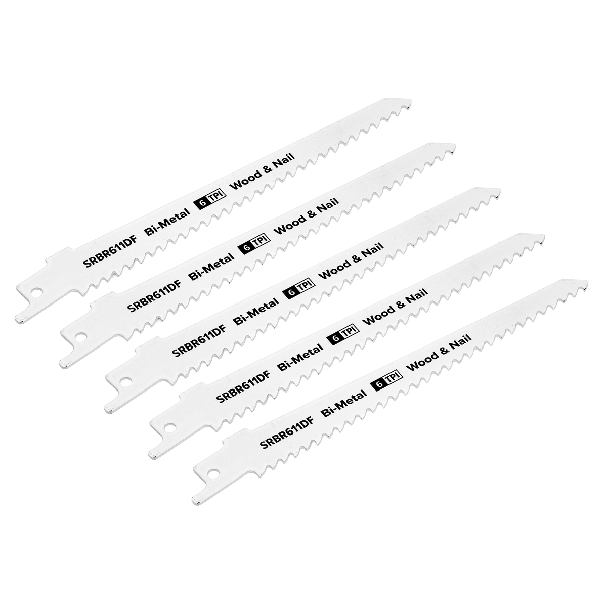 Reciprocating Saw Blade Wood & Nail 150mm 6tpi - Pack of 5 - SRBR611DF - Farming Parts