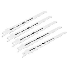 Reciprocating Saw Blade Wood & Nail 150mm 6tpi - Pack of 5 - SRBR611DF - Farming Parts