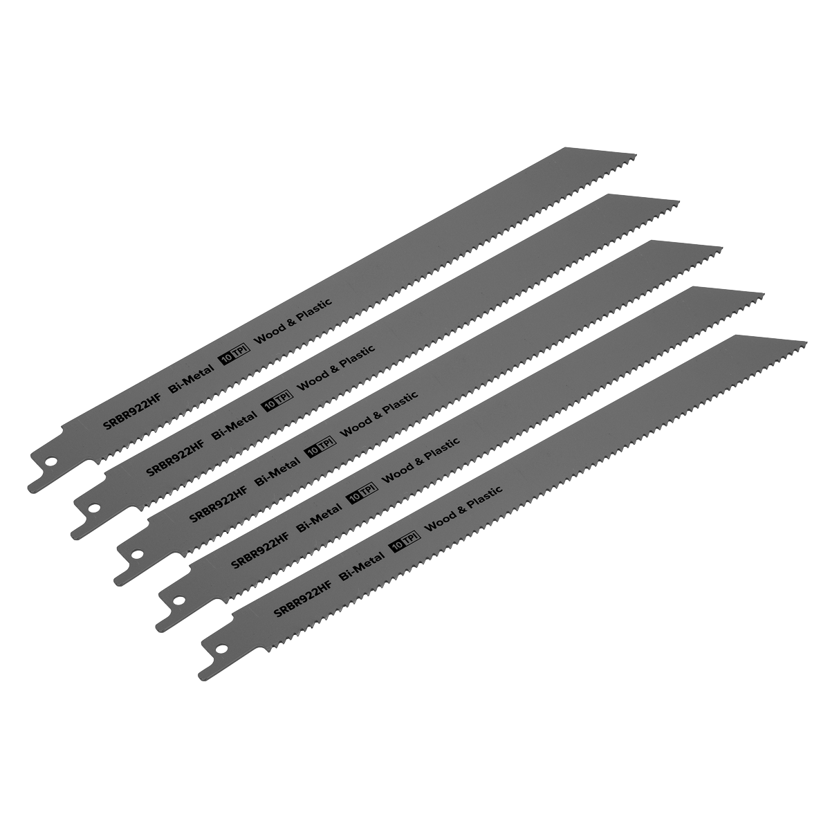 Reciprocating Saw Blade Wood & Plastics 230mm 10tpi - Pack of 5 - SRBR922HF - Farming Parts