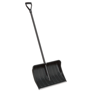 The Sealey Snow Shovel 545mm - SS06 features a lightweight design with a black, wide, flat blade and a D-handle at the end of its durable forged metal shaft.