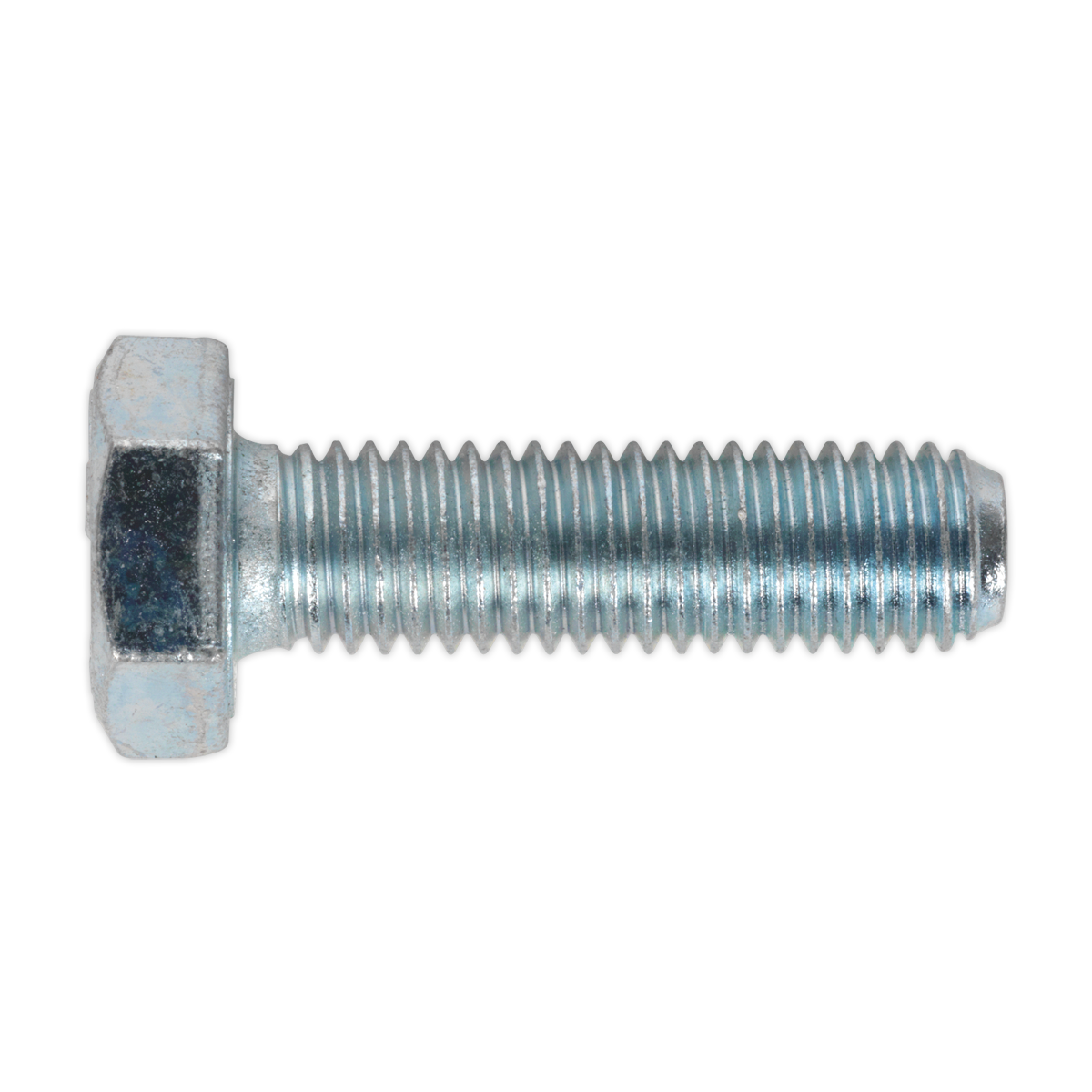 The HT Setscrew M10 x 35mm 8.8 Zinc from Sealey, featuring a fully threaded design and robust metal hex head, guarantees durability and strength. It is available in packs of 25 under product code SS1035.