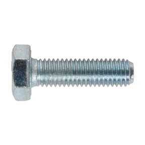The HT Setscrew M10 x 35mm 8.8 Zinc from Sealey, featuring a fully threaded design and robust metal hex head, guarantees durability and strength. It is available in packs of 25 under product code SS1035.