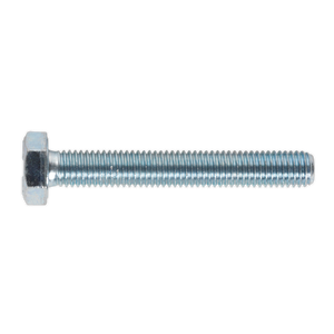 Image of a Sealey HT Setscrew M10 x 70mm 8.8 Zinc Pack of 25 - SS1070, featuring a fully threaded shaft and made from high tensile strength steel, shown against a white background.