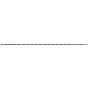 A long, gray, twisted Straight Shank Rotary Impact Drill Bit Ø10 x 600mm - SS10X600 from Sealey, designed for general-purpose drilling. It features a narrow, smooth shaft on one end and a cutting tip on the other, making it perfect for use with a 1/2" chuck.