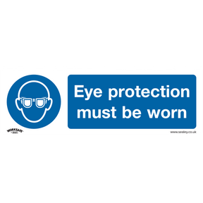 Mandatory Safety Sign - Eye Protection Must Be Worn - Self-Adhesive Vinyl - Pack of 10 - SS11V10 - Farming Parts