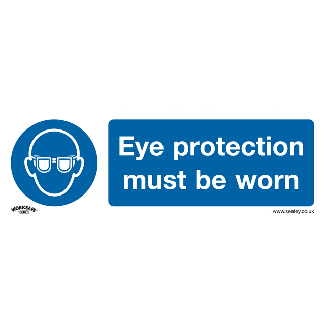Mandatory Safety Sign - Eye Protection Must Be Worn - Self-Adhesive Vinyl - Pack of 10 - SS11V10 - Farming Parts