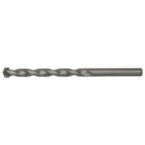 The Sealey Straight Shank Rotary Impact Drill Bit Ø11 x 150mm - SS11X150 features a silver-colored finish, a pointed tip, and a spiral groove along its shaft, making it ideal for general-purpose drilling in various materials.
