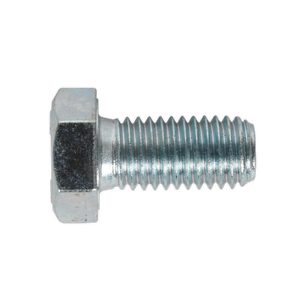 A Sealey HT Setscrew M12 x 25mm 8.8 Zinc bolt with a metallic finish, featuring threads along its shaft; crafted from high tensile steel and isolated on a white background.