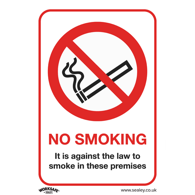 Prohibition Safety Sign - No Smoking (On Premises) - Self-Adhesive Vinyl - Pack of 10 - SS12V10 - Farming Parts