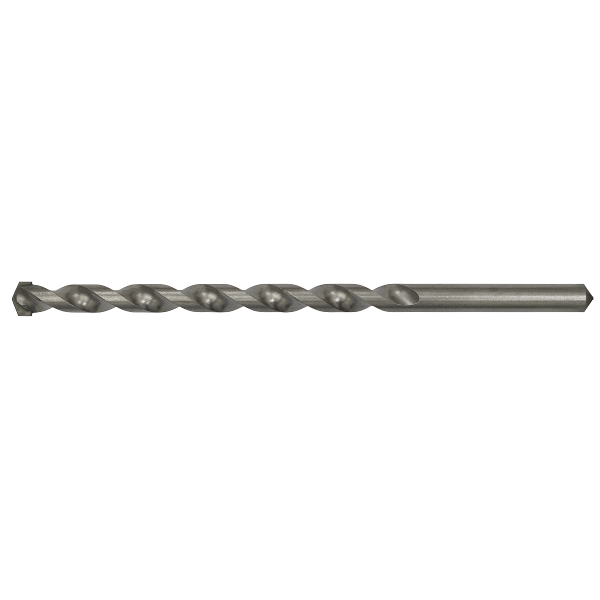 A close-up image of the Sealey Straight Shank Rotary Impact Drill Bit Ø12 x 200mm - SS12x200, featuring a straight shank and a spiral flute design, ideal for general-purpose drilling.