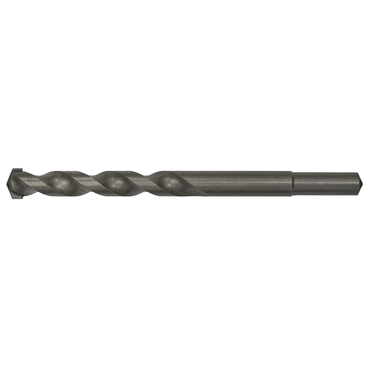 The Sealey Straight Shank Rotary Impact Drill Bit Ø13 x 150mm - SS13x150 is a metal drill bit with a pointed tip and spiral grooves, designed for general-purpose drilling in various materials, and it is compatible with a 1/2" chuck.