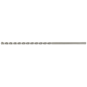 The Sealey Straight Shank Rotary Impact Drill Bit SS15x400, with a diameter of 15mm and a length of 400mm, is a long, metallic, spiral drill bit featuring a sharp tip. It is designed for general-purpose drilling into materials such as wood or masonry and is ideal for use with a 1/2" chuck.