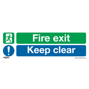 Safe Conditions Safety Sign - Fire Exit Keep Clear - Rigid Plastic - Pack of 10 - SS18P10 - Farming Parts