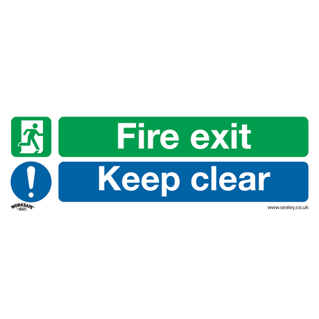 Safe Conditions Safety Sign - Fire Exit Keep Clear - Self-Adhesive Vinyl - Pack of 10 - SS18V10 - Farming Parts