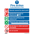 Safe Conditions Safety Sign - Fire Action With Lift - Rigid Plastic - SS19P1 - Farming Parts
