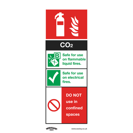 Safe Conditions Safety Sign - CO2 Fire Extinguisher - Self-Adhesive Vinyl - Pack of 10 - SS21V10 - Farming Parts