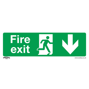 Safe Conditions Safety Sign - Fire Exit (Down) - Self-Adhesive Vinyl - Pack of 10 - SS22V10 - Farming Parts