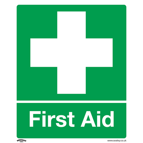 Safety Sign - First Aid - Self-Adhesive Vinyl - Pack of 10 - SS26V10 - Farming Parts
