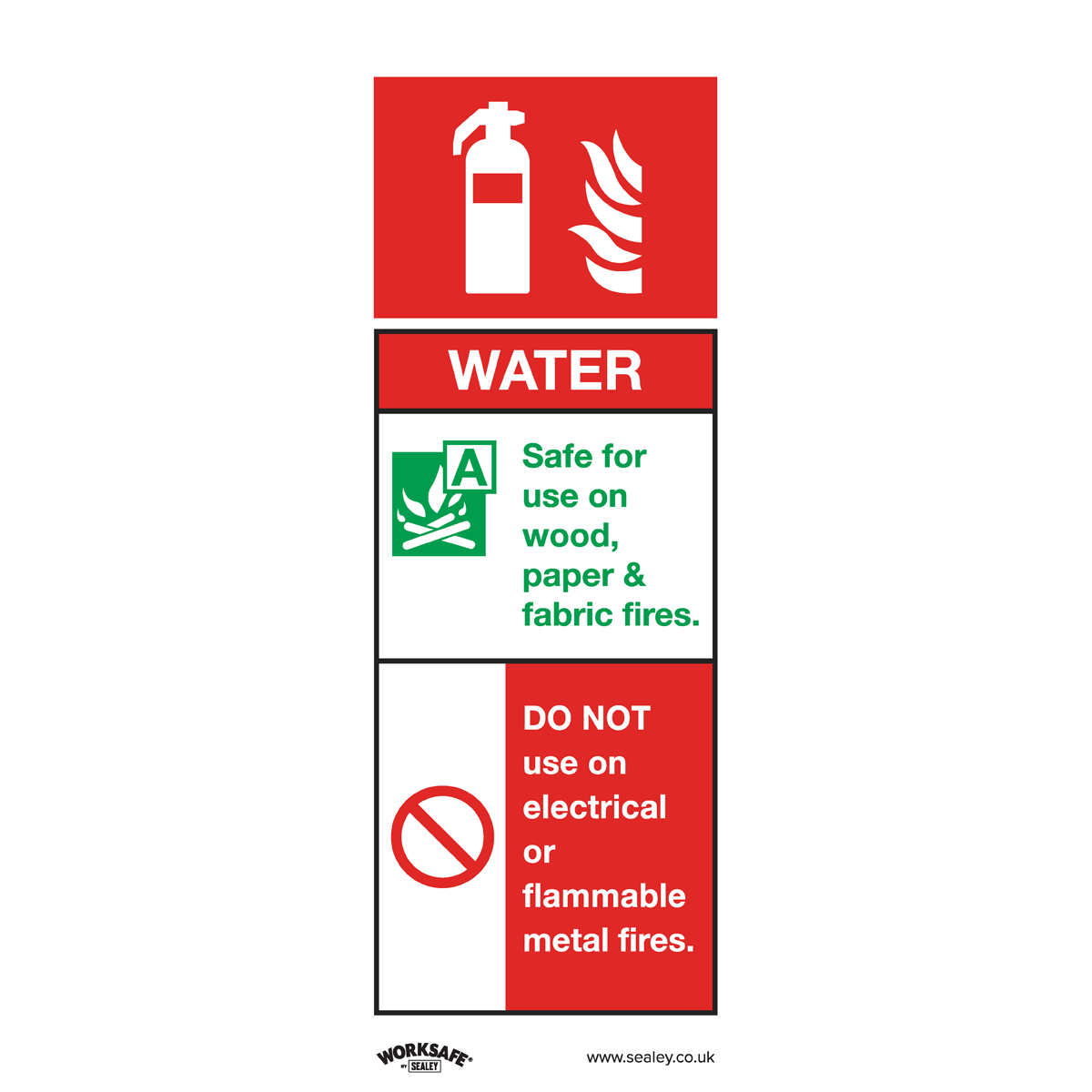 Safe Conditions Safety Sign - Water Fire Extinguisher - Rigid Plastic - Pack of 10 - SS27P10 - Farming Parts