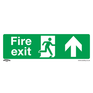 Safe Conditions Safety Sign - Fire Exit (Up) - Self-Adhesive Vinyl - Pack of 10 - SS28V10 - Farming Parts