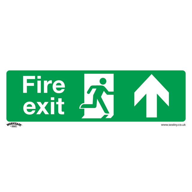 Safe Conditions Safety Sign - Fire Exit (Up) - Self-Adhesive Vinyl - Pack of 10 - SS28V10 - Farming Parts