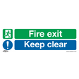 Safe Conditions Safety Sign - Fire Exit Keep Clear (Large) - Self-Adhesive Vinyl - Pack of 10 - SS32V10 - Farming Parts