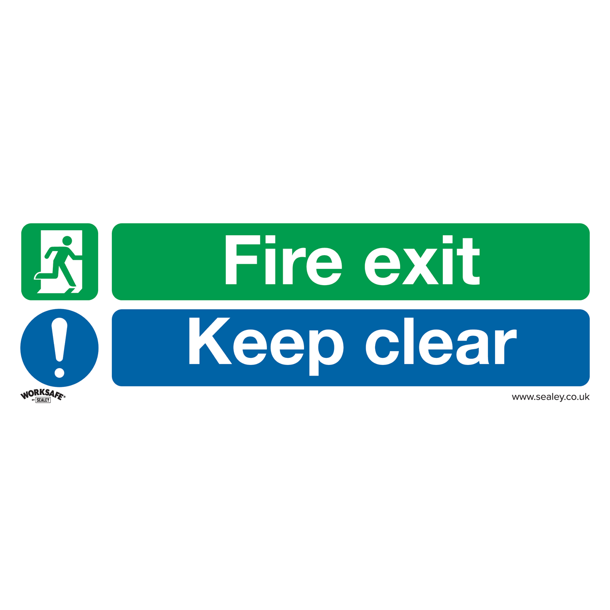 Safe Conditions Safety Sign - Fire Exit Keep Clear (Large) - Self-Adhesive Vinyl - Pack of 10 - SS32V10 - Farming Parts