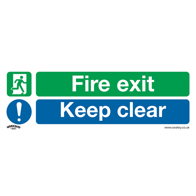 Safe Conditions Safety Sign - Fire Exit Keep Clear (Large) - Self-Adhesive Vinyl - Pack of 10 - SS32V10 - Farming Parts