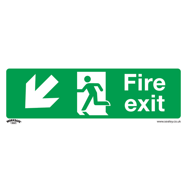 Safe Conditions Safety Sign - Fire Exit (Down Left) - Self-Adhesive Vinyl - Pack of 10 - SS34V10 - Farming Parts