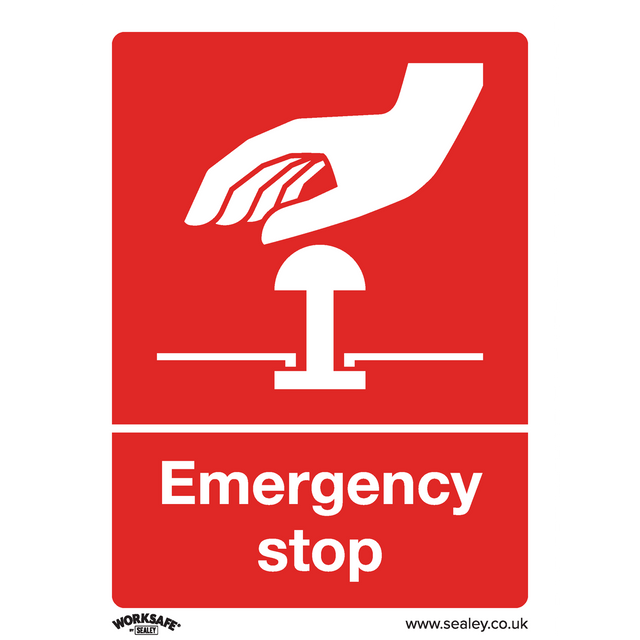 Safe Conditions Safety Sign - Emergency Stop - Rigid Plastic - Pack of 10 - SS35P10 - Farming Parts