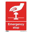 Safe Conditions Safety Sign - Emergency Stop - Self-Adhesive Vinyl - Pack of 10 - SS35V10 - Farming Parts