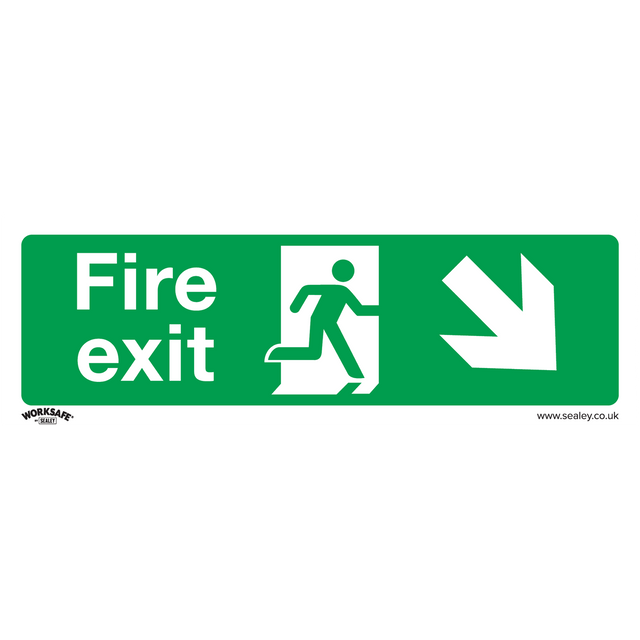 Safe Conditions Safety Sign - Fire Exit (Down Right) - Self-Adhesive Vinyl - Pack of 10 - SS36V10 - Farming Parts