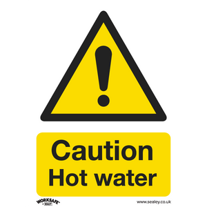 Warning Safety Sign - Caution Hot Water - Rigid Plastic - Pack of 10 - SS38P10 - Farming Parts