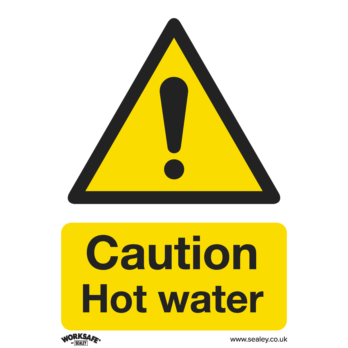 Warning Safety Sign - Caution Hot Water - Rigid Plastic - SS38P1 - Farming Parts