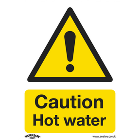 Warning Safety Sign - Caution Hot Water - Rigid Plastic - SS38P1 - Farming Parts