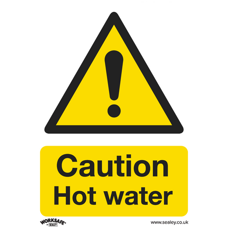 Warning Safety Sign - Caution Hot Water - Self-Adhesive Vinyl - SS38V1 - Farming Parts