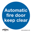 Mandatory Safety Sign - Automatic Fire Door Keep Clear - Self-Adhesive Vinyl - SS3V1 - Farming Parts
