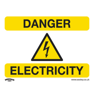 Warning Safety Sign - Danger Electricity - Rigid Plastic - Pack of 10 - SS41P10 - Farming Parts