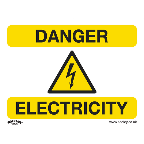 Warning Safety Sign - Danger Electricity - Rigid Plastic - Pack of 10 - SS41P10 - Farming Parts