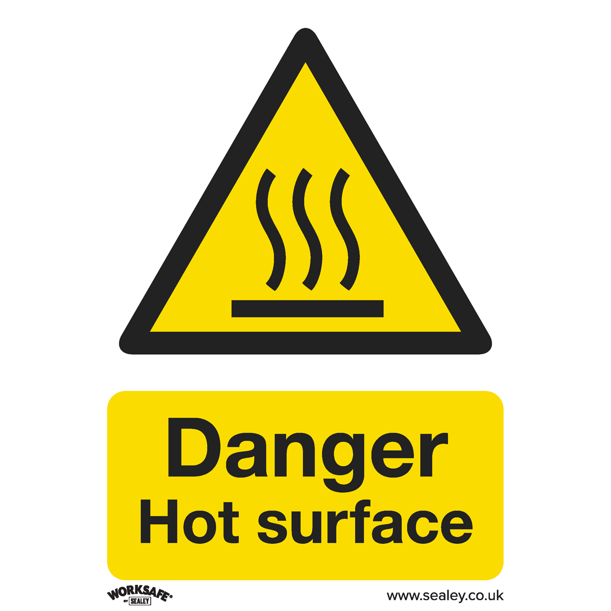 Warning Safety Sign - Danger Hot Surface - Self-Adhesive Vinyl - Pack of 10 - SS42V10 - Farming Parts