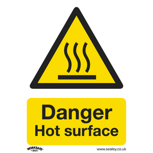 Warning Safety Sign - Danger Hot Surface - Self-Adhesive Vinyl - Pack of 10 - SS42V10 - Farming Parts