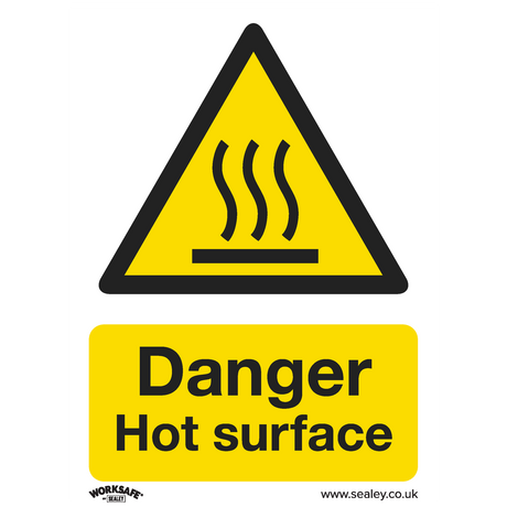 Warning Safety Sign - Danger Hot Surface - Self-Adhesive Vinyl - Pack of 10 - SS42V10 - Farming Parts
