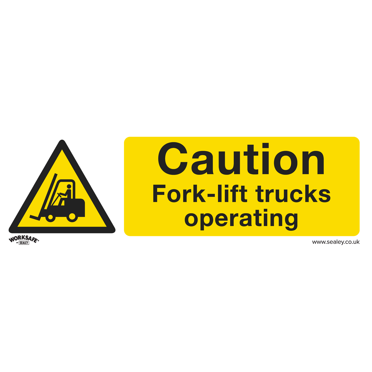 Warning Safety Sign - Caution Fork-Lift Trucks - Rigid Plastic - Pack of 10 - SS44P10 - Farming Parts