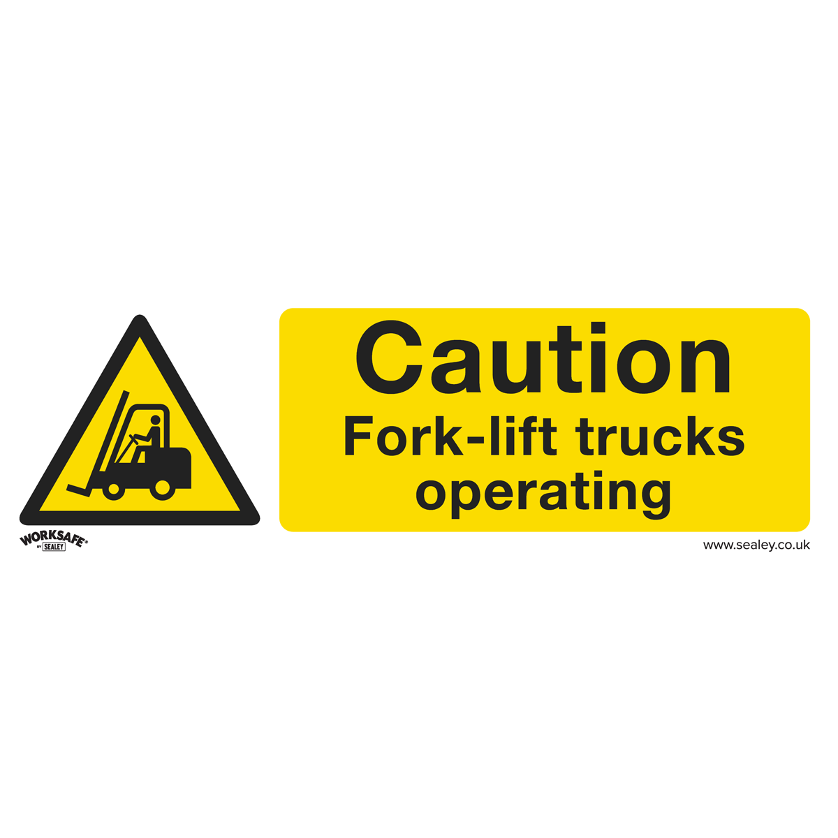 Warning Safety Sign - Caution Fork-Lift Trucks - Self-Adhesive Vinyl - Pack of 10 - SS44V10 - Farming Parts