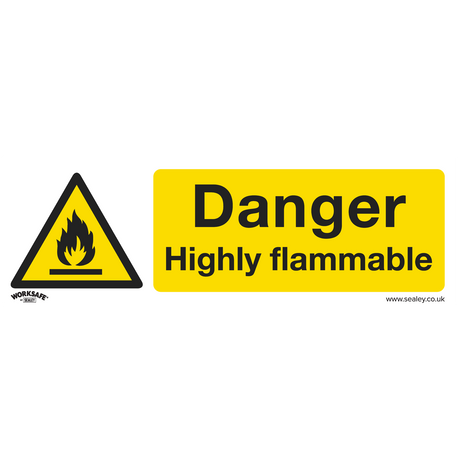 Warning Safety Sign - Danger Highly Flammable - Rigid Plastic - Pack of 10 - SS45P10 - Farming Parts