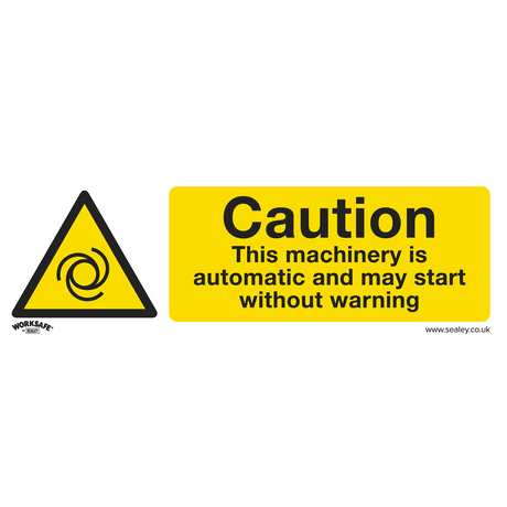 Warning Safety Sign - Caution Automatic Machinery - Rigid Plastic - Pack of 10 - SS47P10 - Farming Parts