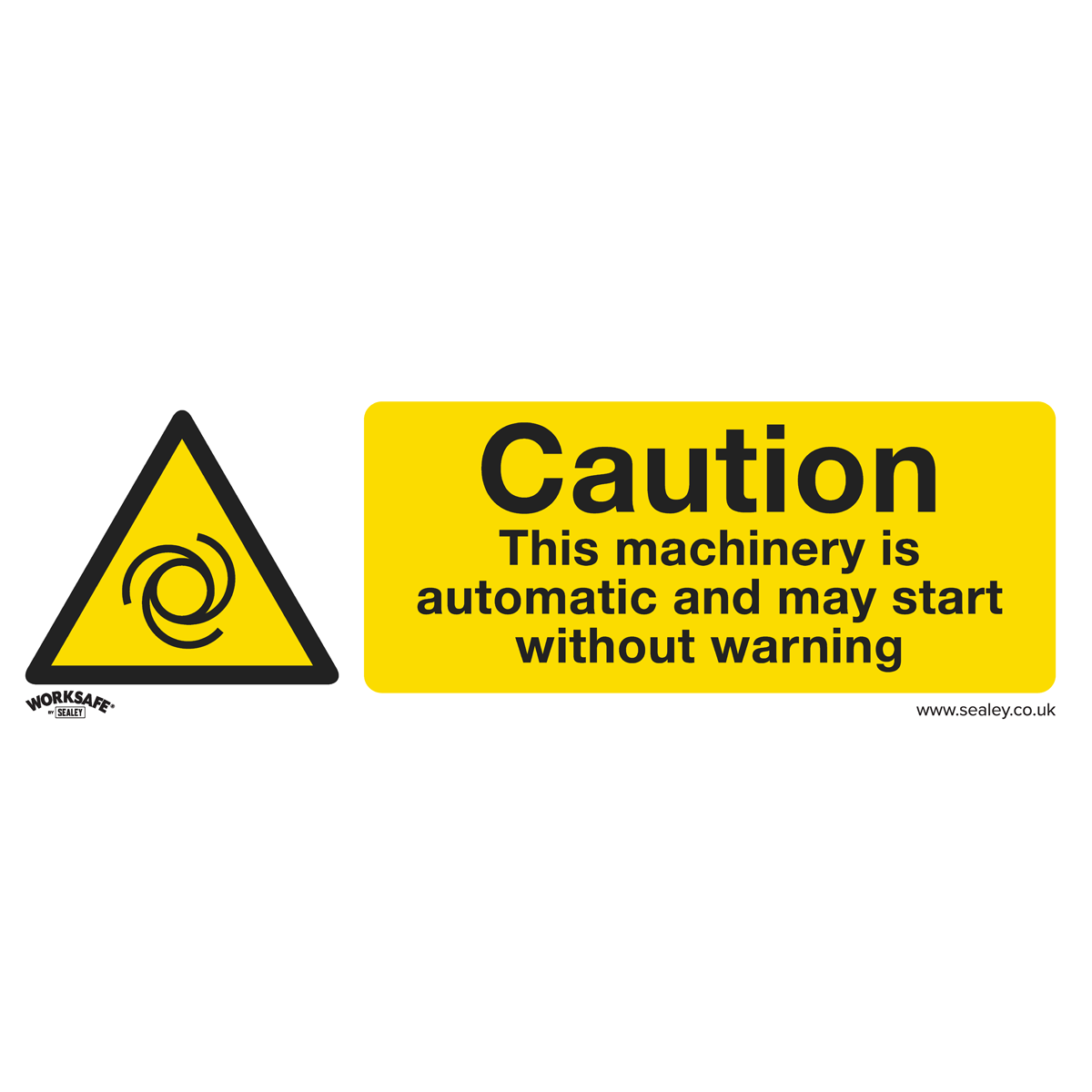 Warning Safety Sign - Caution Automatic Machinery - Self-Adhesive Vinyl - Pack of 10 - SS47V10 - Farming Parts