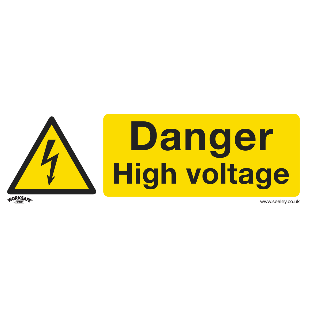 Warning Safety Sign - Danger High Voltage - Self-Adhesive Vinyl - Pack of 10 - SS48V10 - Farming Parts