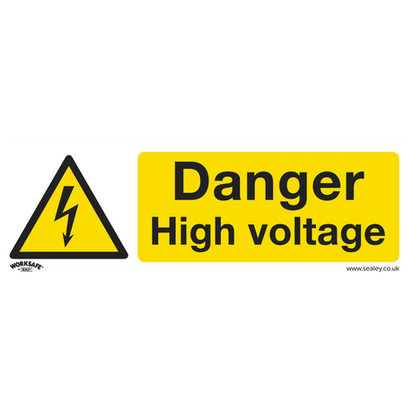 Warning Safety Sign - Danger High Voltage - Self-Adhesive Vinyl - Pack of 10 - SS48V10 - Farming Parts