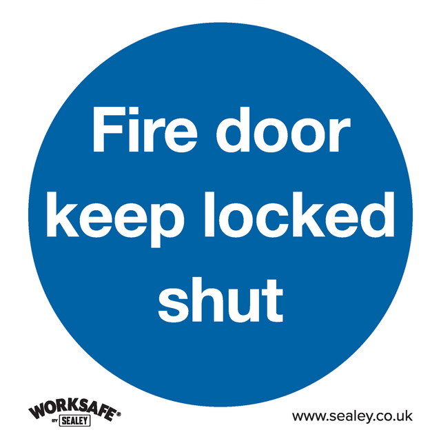 Mandatory Safety Sign - Fire Door Keep Locked Shut - Rigid Plastic - Pack of 10 - SS4P10 - Farming Parts
